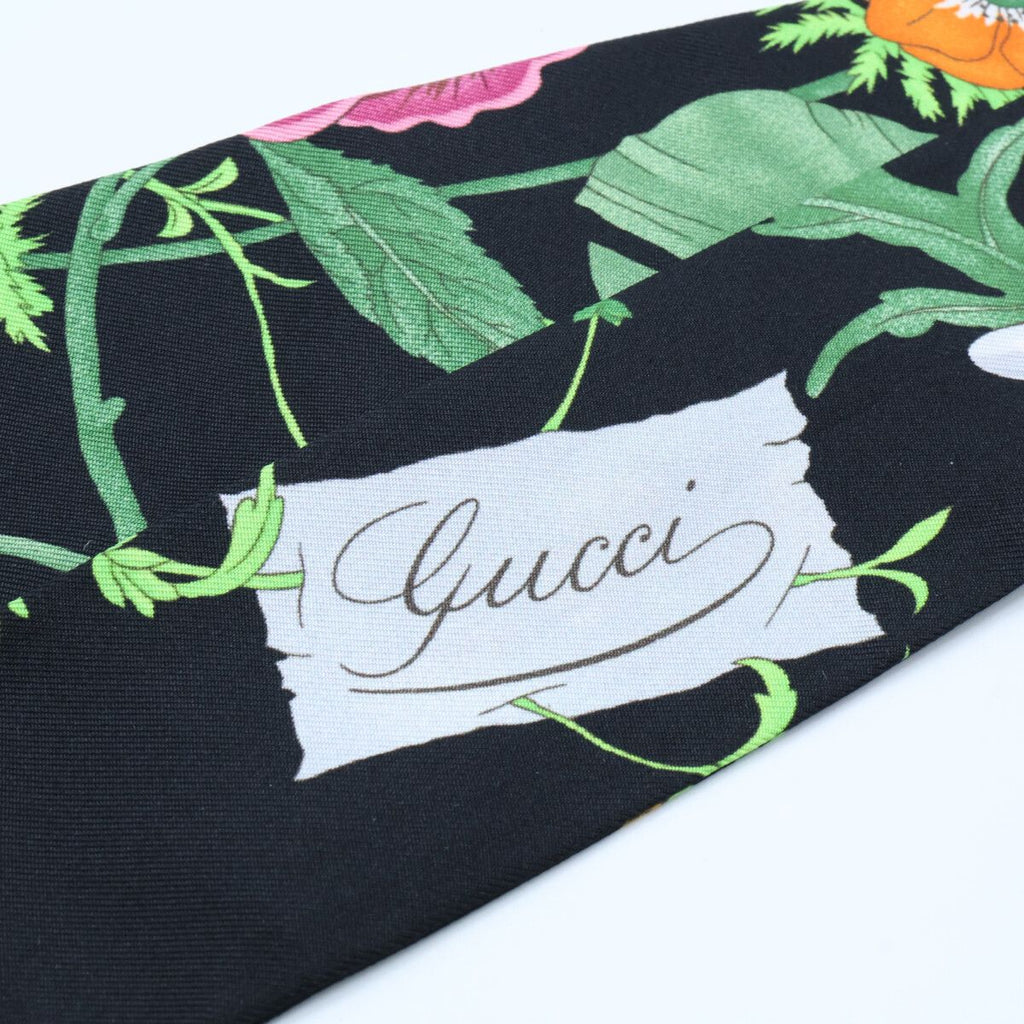 Gucci Flower Print Silk Twill Ribbon Scarf — view 5