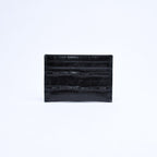 Chanel Card Case CC Logo Calfskin Crocodile Embossed Black Gold — view 3