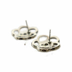 Chanel 17S CC Logo Camellia Motif Rhinestone Earrings Silver Colored — view 6