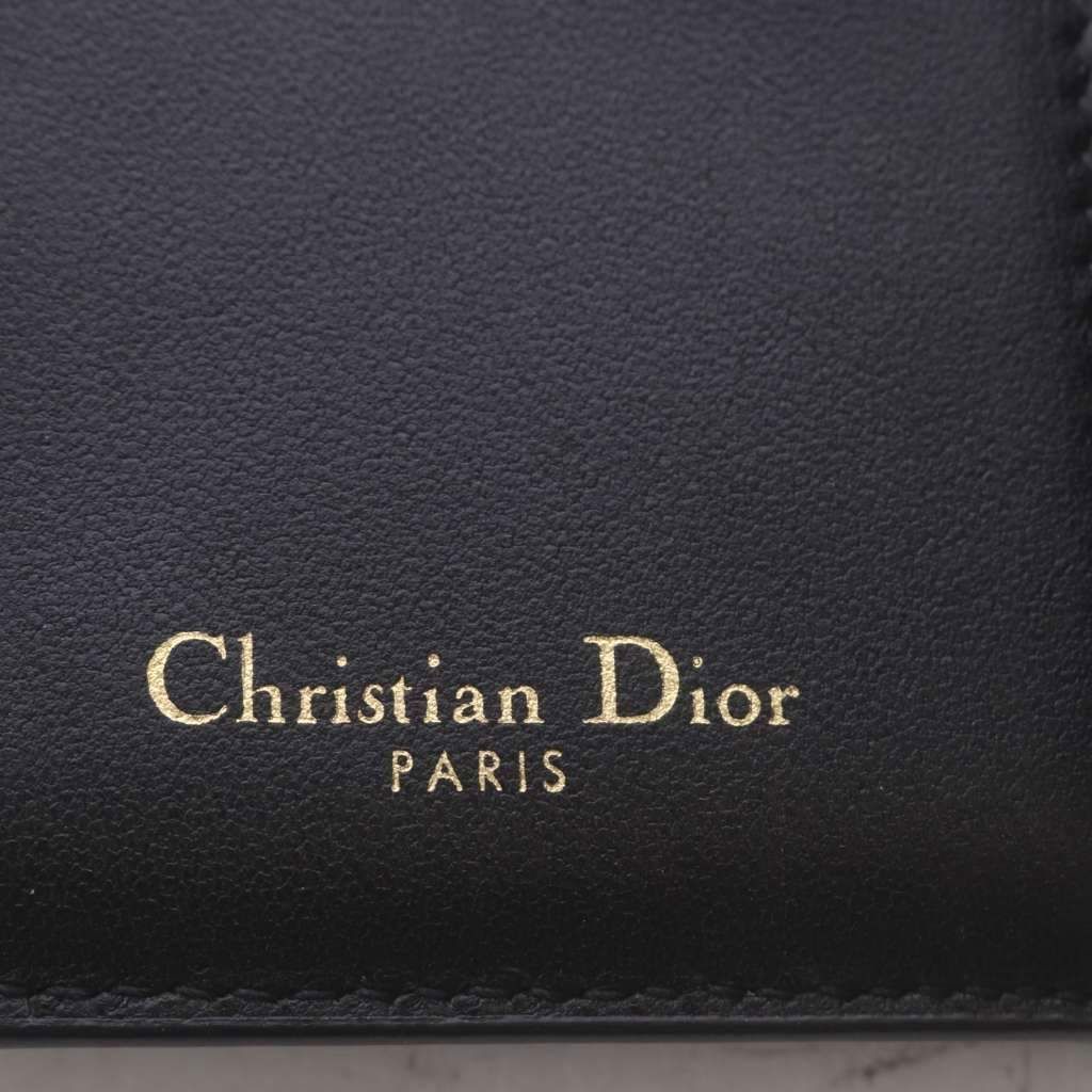 Dior Saddle Lotus Wallet Trifold Goatskin Black — view 3
