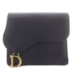 Dior Saddle Lotus Wallet Trifold Goatskin Black