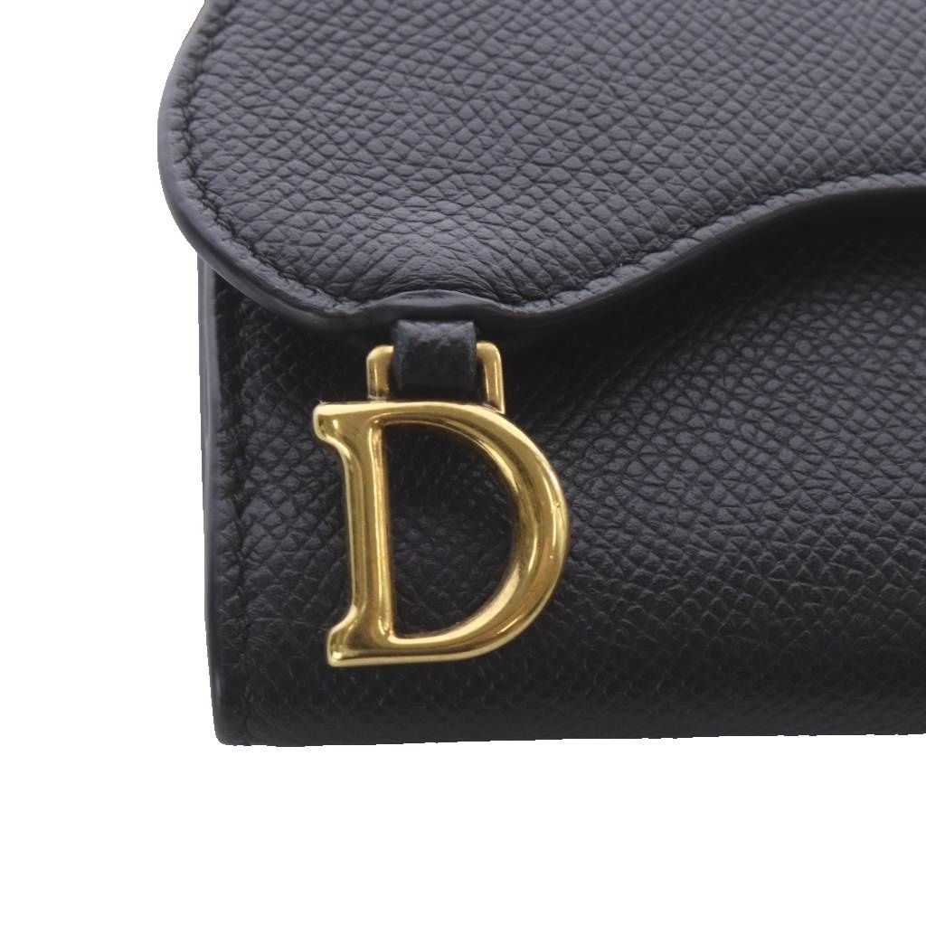 Dior Saddle Lotus Wallet Trifold Goatskin Black — view 8
