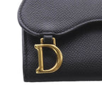 Dior Saddle Lotus Wallet Trifold Goatskin Black — view 8