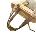 Loewe Anagram Basket Bag Handbag Palm Leaf Braid Calfskin Beige Greige Khaki — view 5