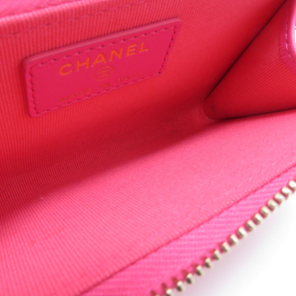 Chanel Quilted Fragment Case Fuchsia Pink Caviar Leather Card — view 3