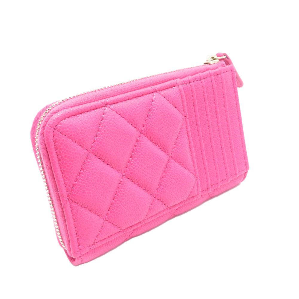 Chanel Quilted Fragment Case Fuchsia Pink Caviar Leather Card — view 2