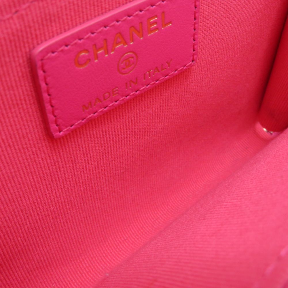 Chanel Quilted Fragment Case Fuchsia Pink Caviar Leather Card — view 6