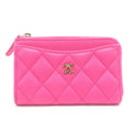 Chanel Quilted Fragment Case Fuchsia Pink Caviar Leather Card