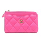 Chanel Quilted Fragment Case Fuchsia Pink Caviar Leather Card