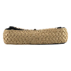Chanel Raffia Single Handbag Beige Black — view 5