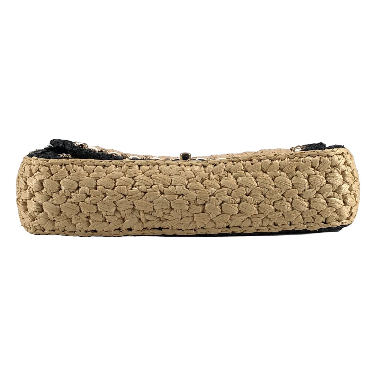 Chanel Raffia Single Handbag Beige Black — view 5