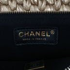 Chanel Raffia Single Handbag Beige Black — view 4