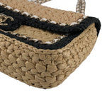 Chanel Raffia Single Handbag Beige Black — view 7