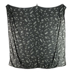 Saint Laurent Paris Musical Note Pattern Shawl Black Scarf