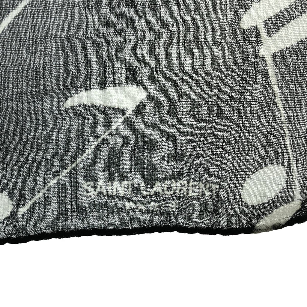 Saint Laurent Paris Musical Note Pattern Shawl Black Scarf — view 5