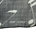 Saint Laurent Paris Musical Note Pattern Shawl Black Scarf — view 5