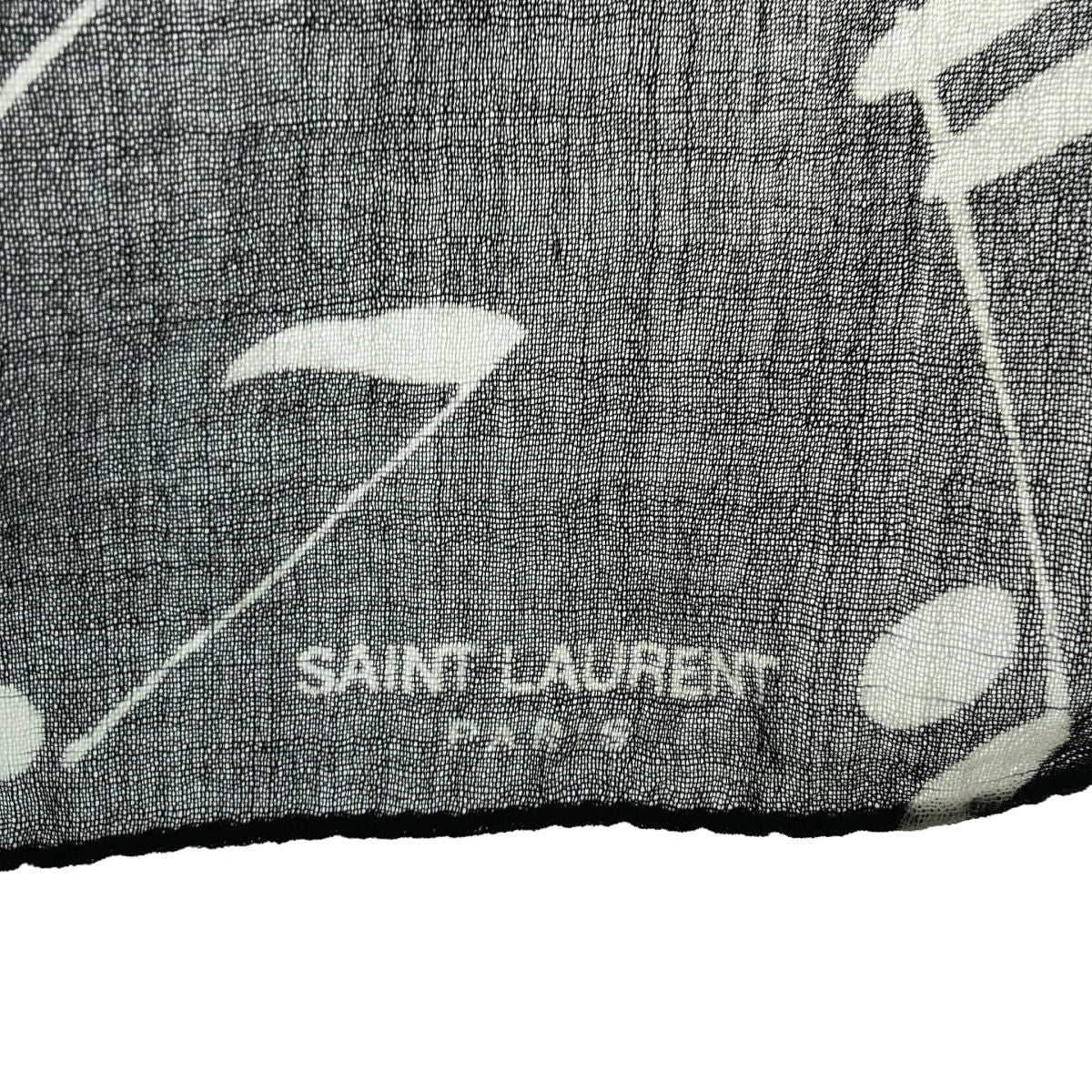 Saint Laurent Paris Musical Note Pattern Shawl Black Scarf — view 5
