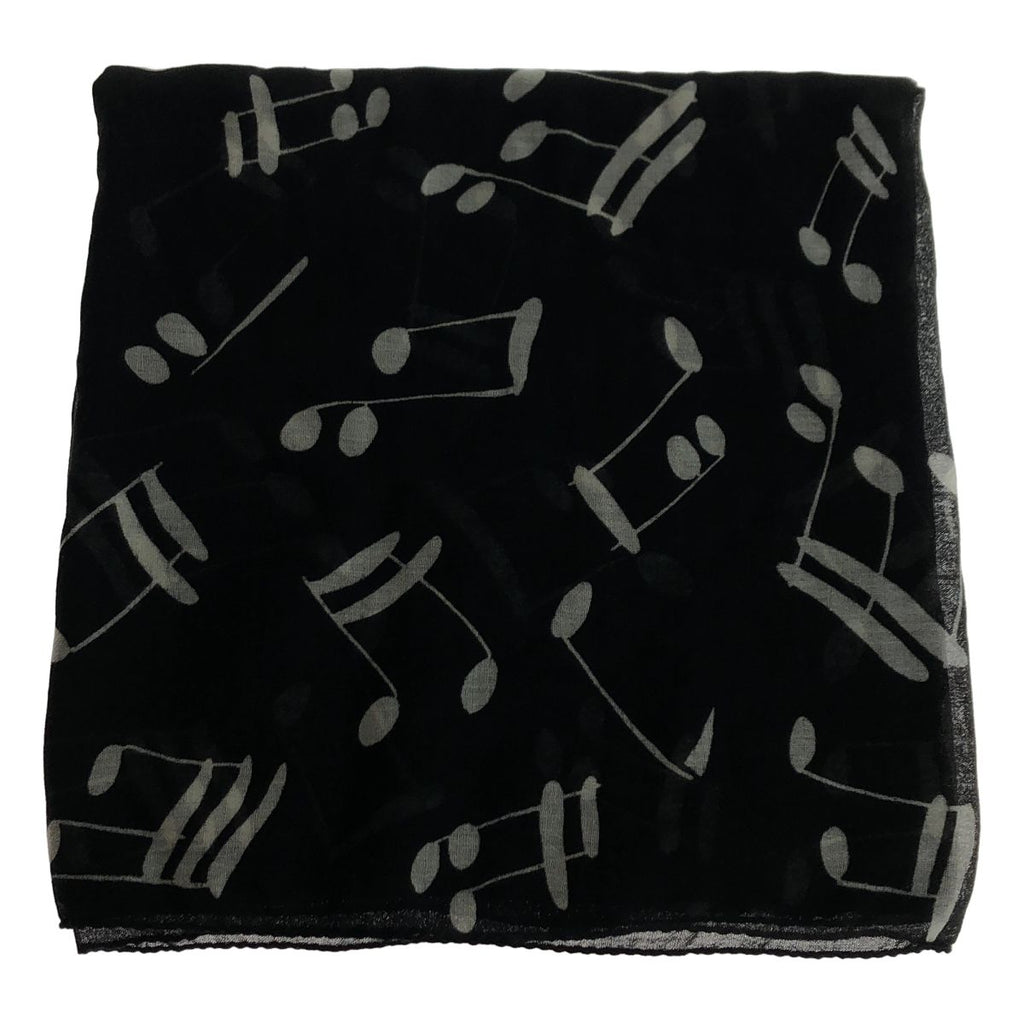 Saint Laurent Paris Musical Note Pattern Shawl Black Scarf — view 4