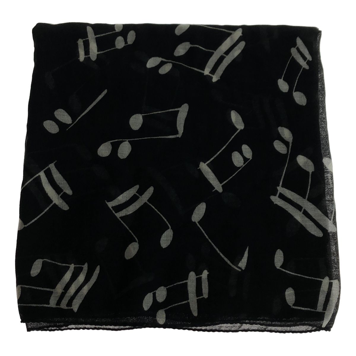 Saint Laurent Paris Musical Note Pattern Shawl Black Scarf — view 4