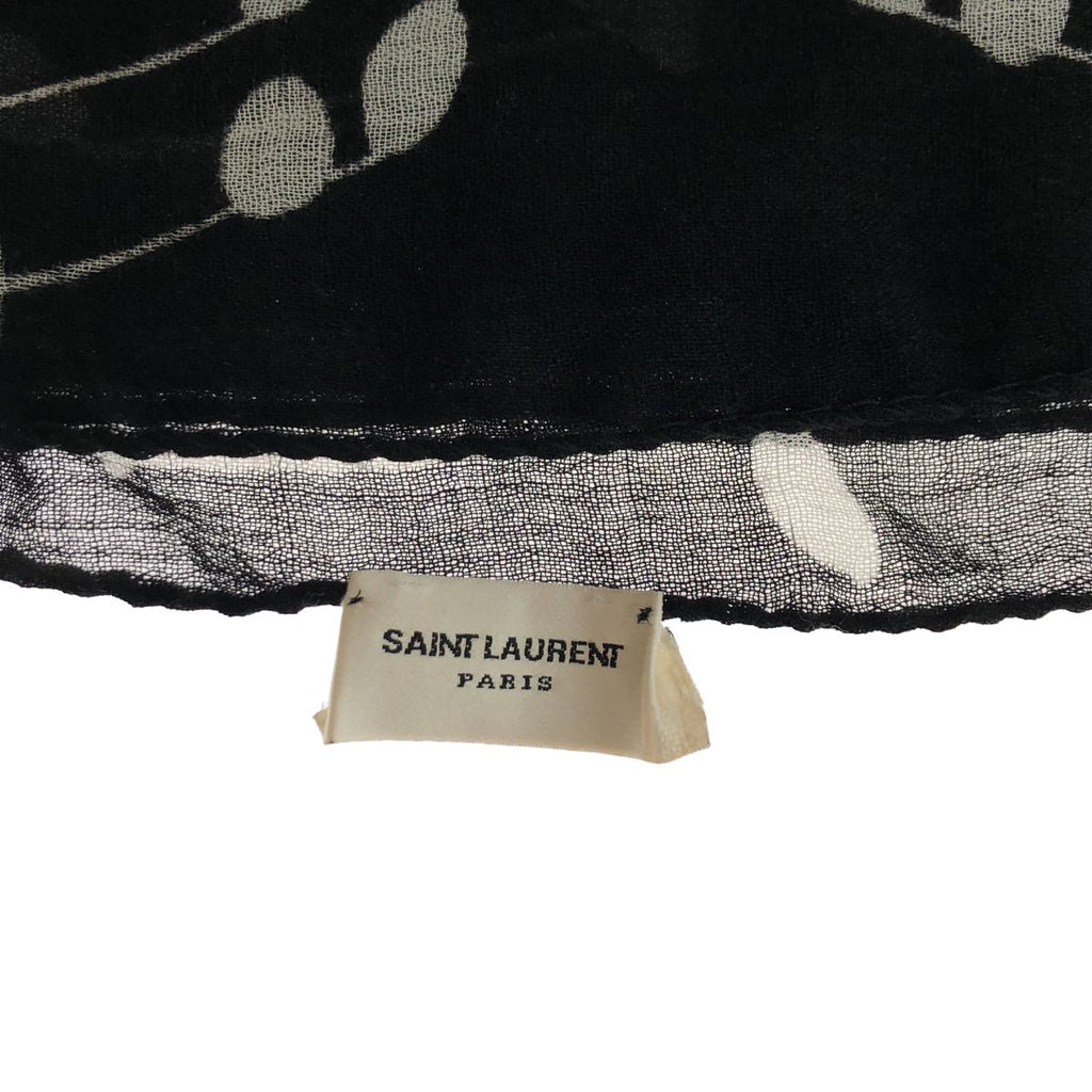 Saint Laurent Paris Musical Note Pattern Shawl Black Scarf — view 6