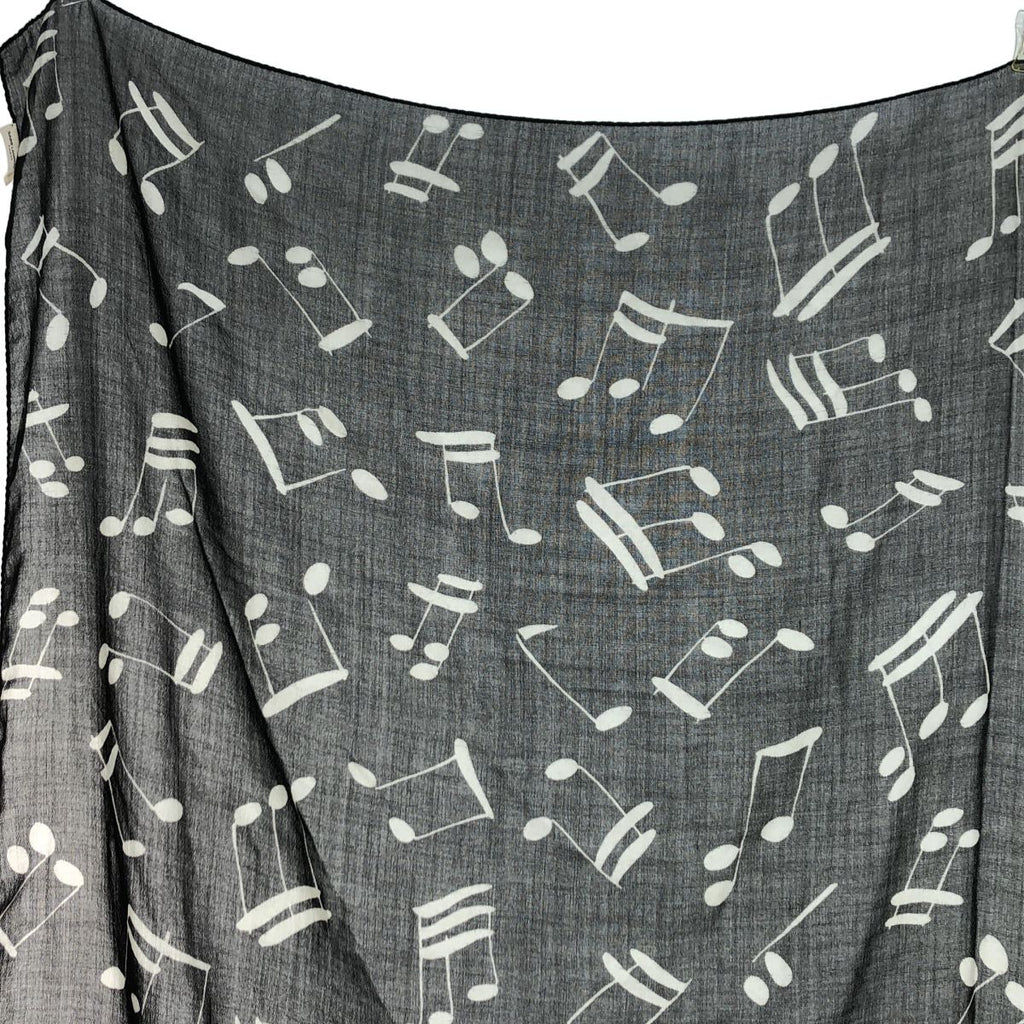 Saint Laurent Paris Musical Note Pattern Shawl Black Scarf — view 2