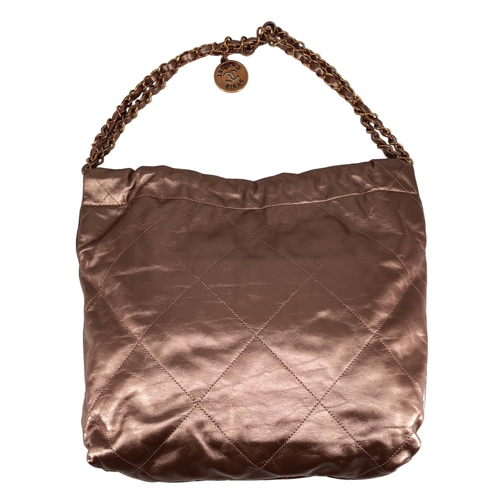 Chanel 22 Leather Chain Shoulder Bag Metallic Pink — view 2