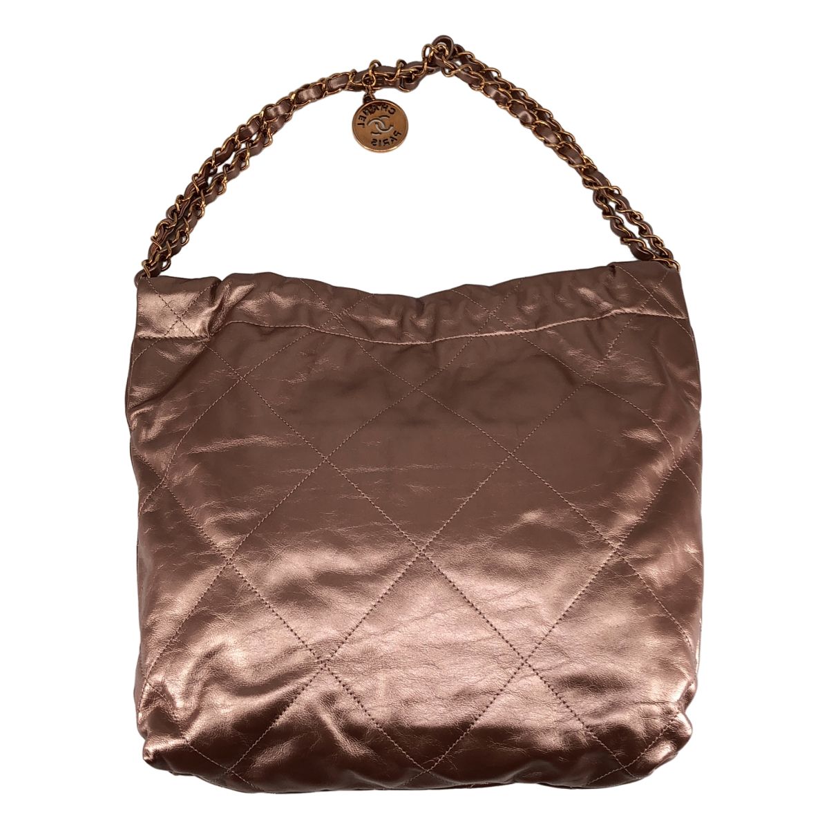 Chanel 22 Leather Chain Shoulder Bag Metallic Pink — view 2