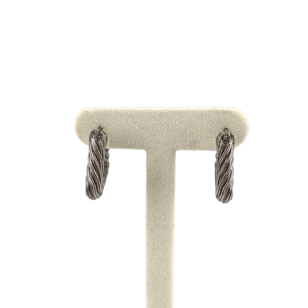 Bottega Veneta Cord Triangle Twist Hoop Earrings Silver — view 6