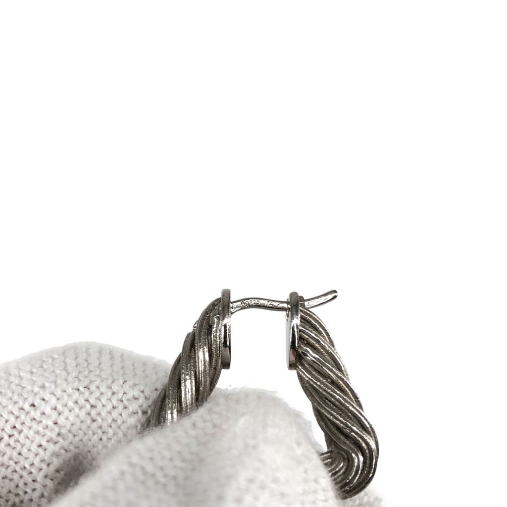 Bottega Veneta Cord Triangle Twist Hoop Earrings Silver — view 7