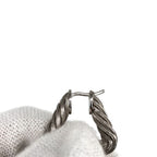 Bottega Veneta Cord Triangle Twist Hoop Earrings Silver — view 7