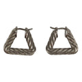 Bottega Veneta Cord Triangle Twist Hoop Earrings Silver