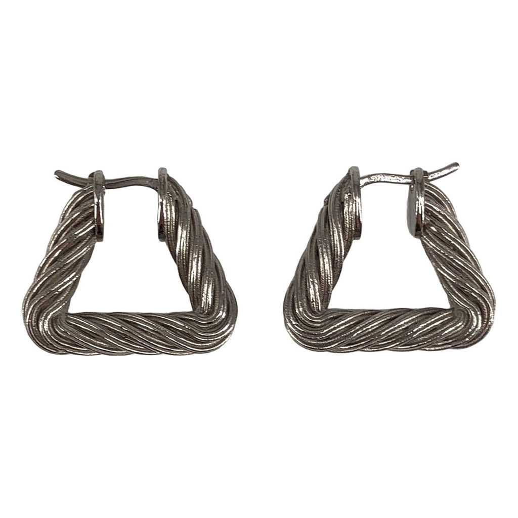 Bottega Veneta Cord Triangle Twist Hoop Earrings Silver — view 2