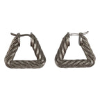 Bottega Veneta Cord Triangle Twist Hoop Earrings Silver — view 2
