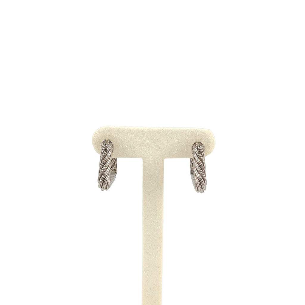 Bottega Veneta Cord Triangle Twist Hoop Earrings Silver — view 3