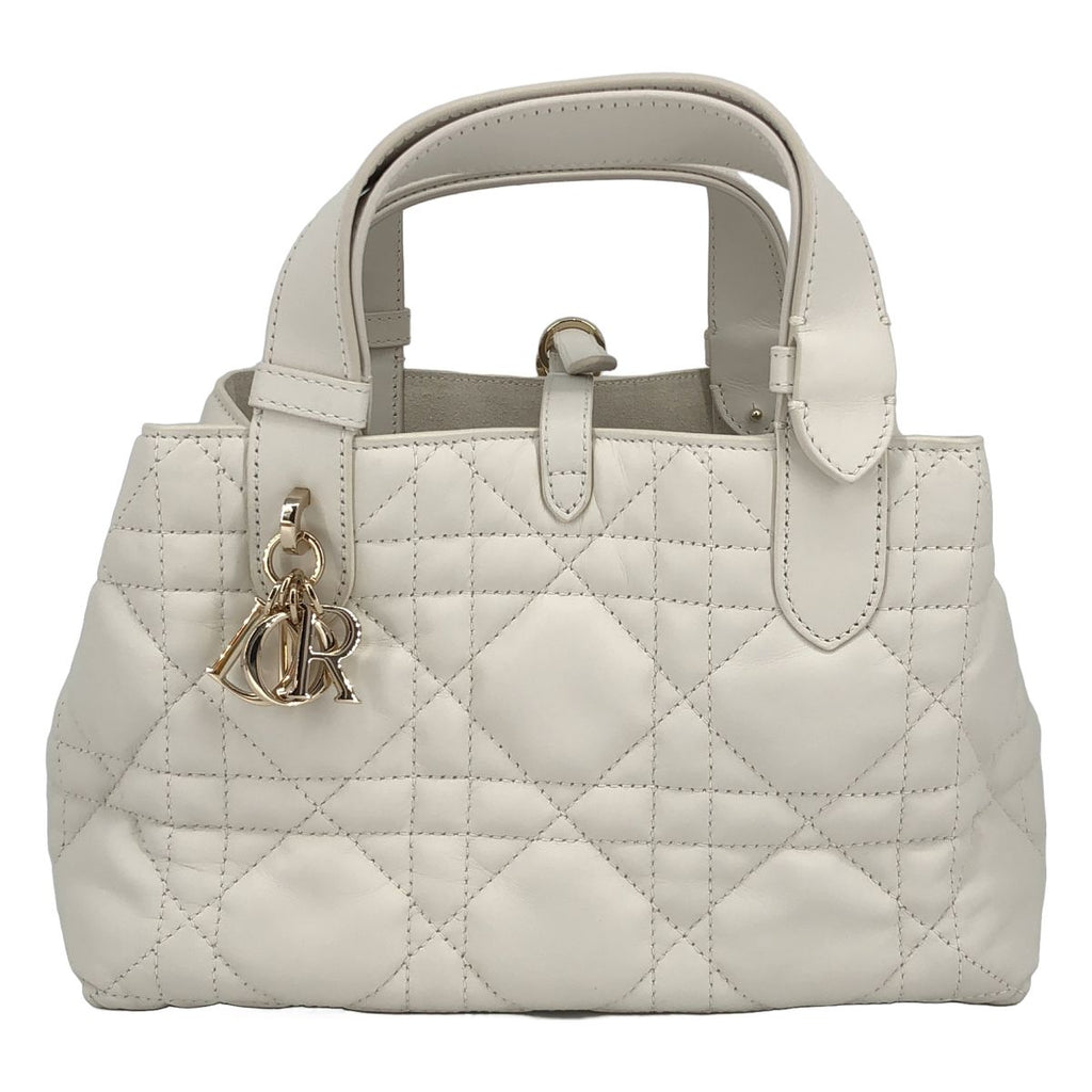 Dior Macro Cannage Toujours Leather Handbag White