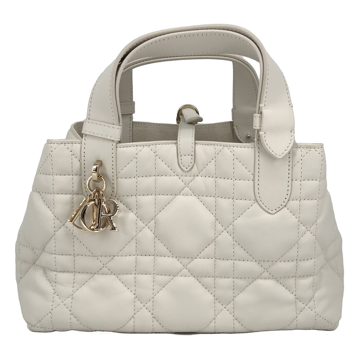 Dior Macro Cannage Toujours Leather Handbag White