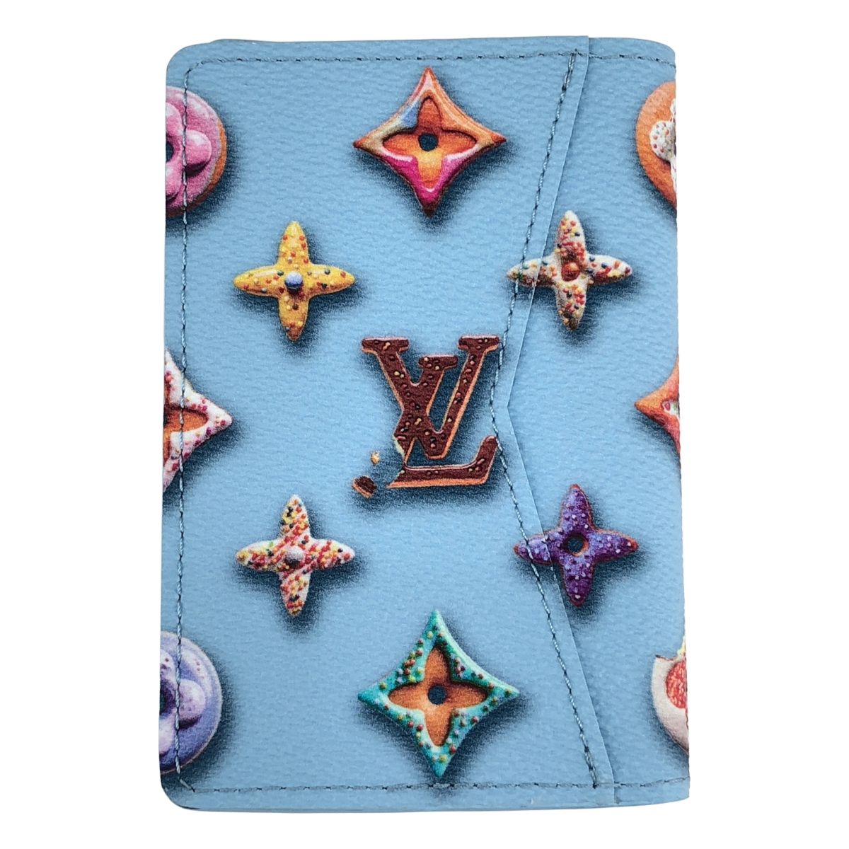 Louis Vuitton Pocket Organizer Leather Monogram Card Case Light Blue — view 2