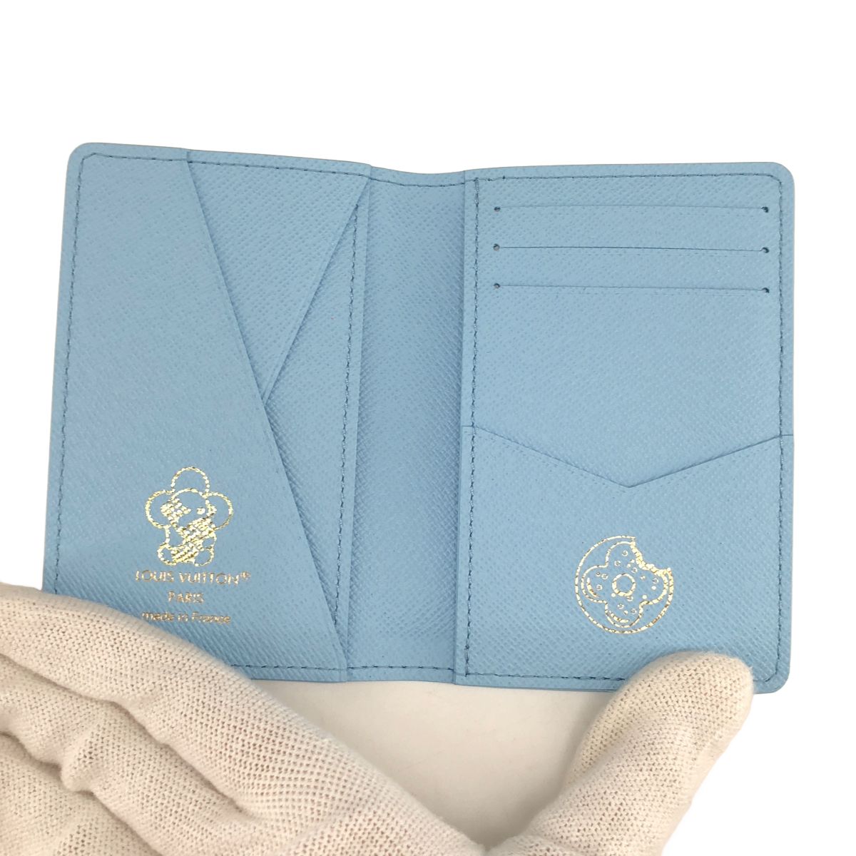 Louis Vuitton Pocket Organizer Leather Monogram Card Case Light Blue — view 3