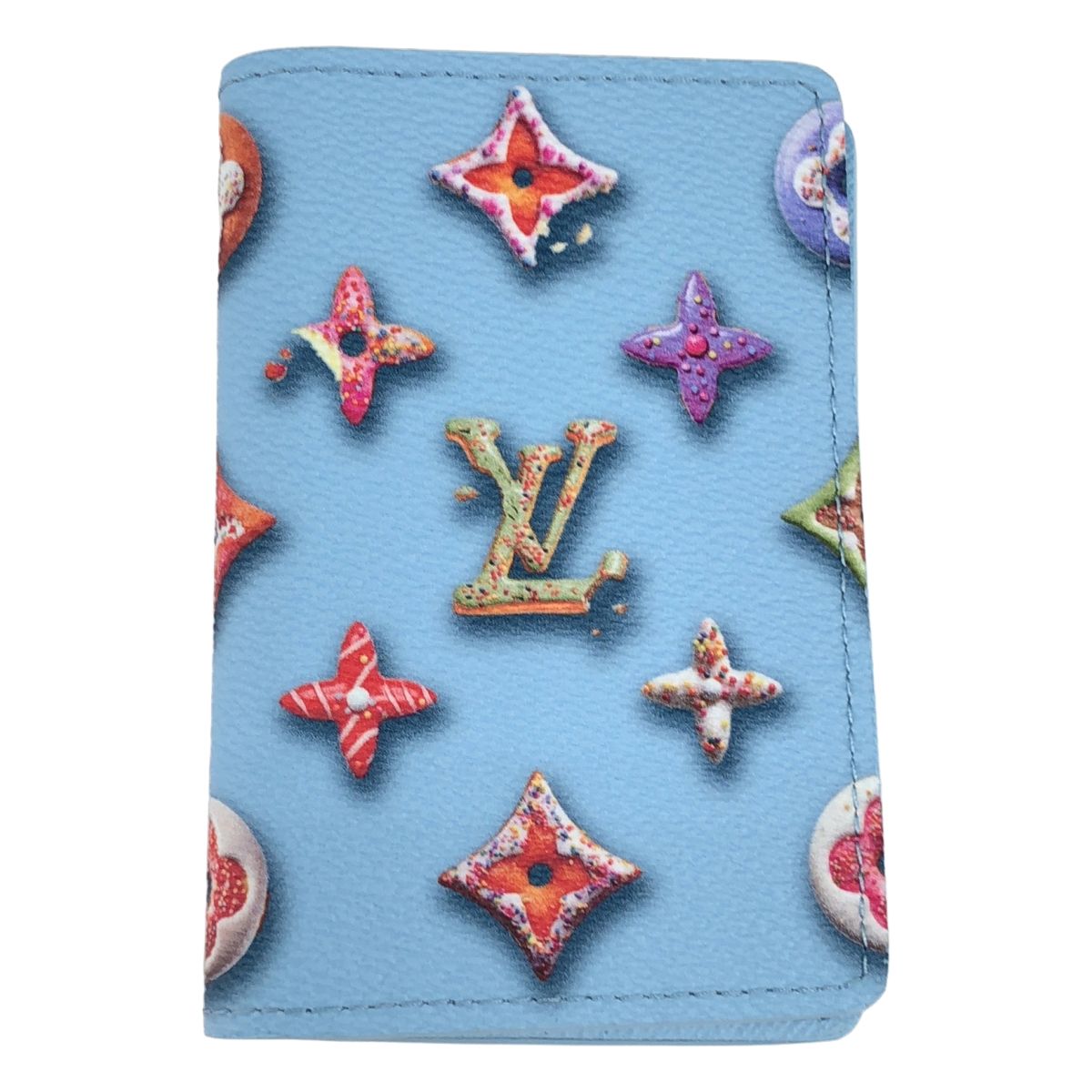 Louis Vuitton Pocket Organizer Leather Monogram Card Case Light Blue