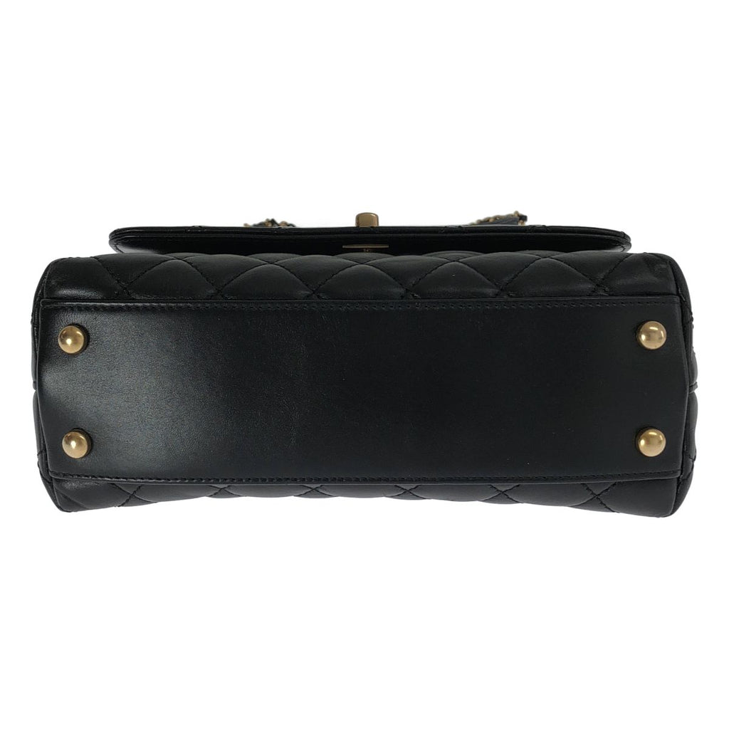 Chanel Coco Handle Shoulder Bag Black Gold — view 7