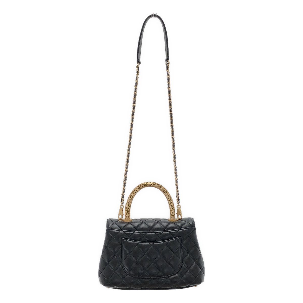 Chanel Coco Handle Shoulder Bag Black Gold — view 2
