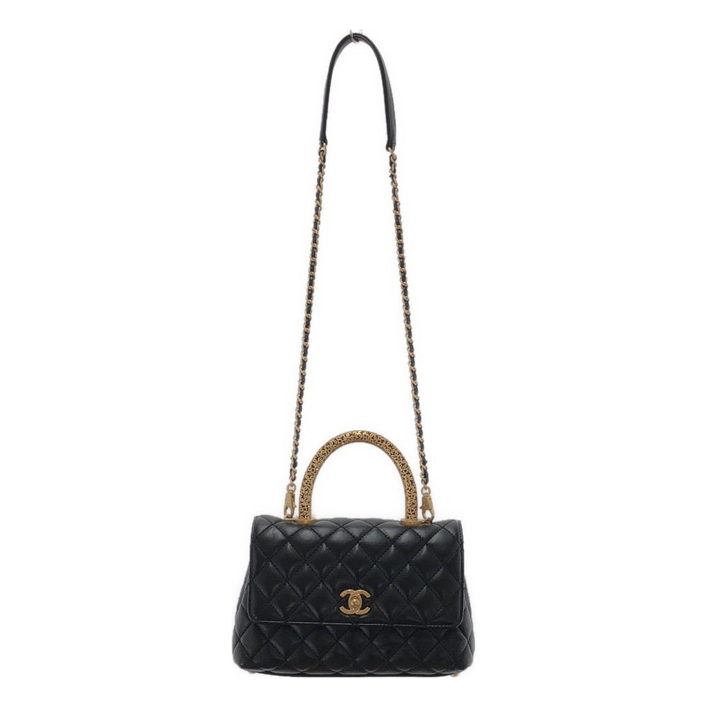 Chanel Coco Handle Shoulder Bag Black Gold