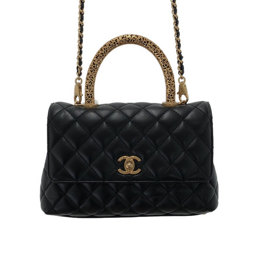 Chanel Coco Handle Shoulder Bag Black Gold — view 3