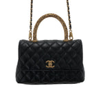 Chanel Coco Handle Shoulder Bag Black Gold — view 3