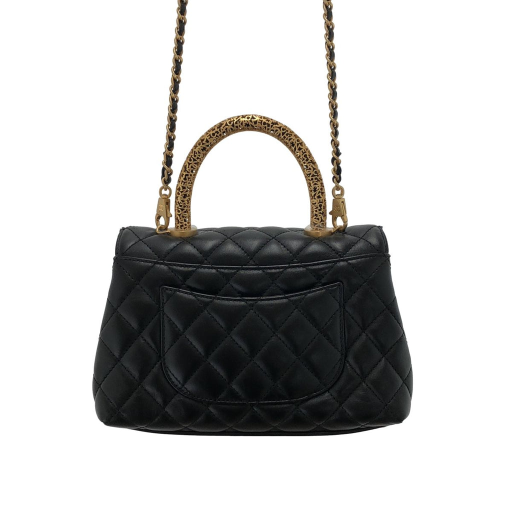 Chanel Coco Handle Shoulder Bag Black Gold — view 4