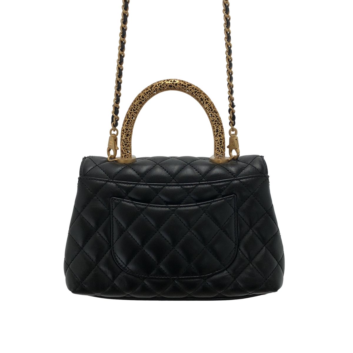 Chanel Coco Handle Shoulder Bag Black Gold — view 4