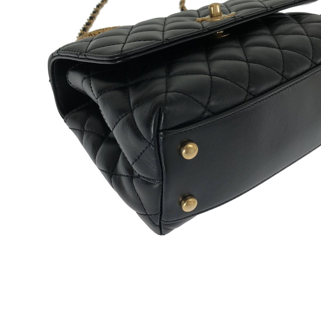 Chanel Coco Handle Shoulder Bag Black Gold — view 8