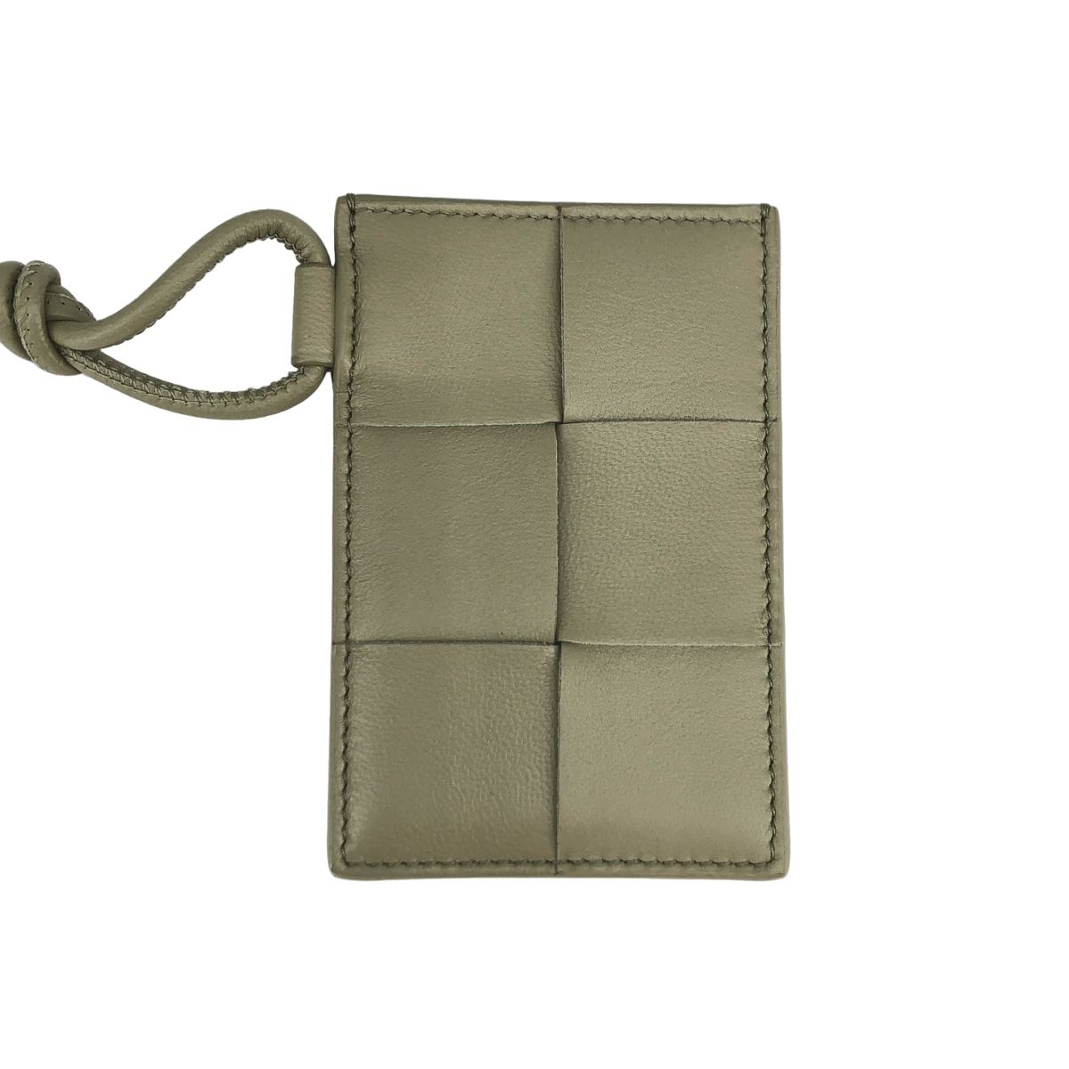 Bottega Veneta Cassette Leather Pass Case Khaki Wallet — view 3
