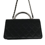 Chanel Metal Handle Caviar Leather Shoulder Bag Black — view 4