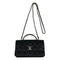 Chanel Metal Handle Caviar Leather Shoulder Bag Black
